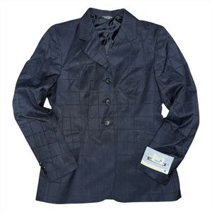 NWT Grand Prix Equestrian Show Coat Wool Jacket 14 R (US 8) Black Windowpane